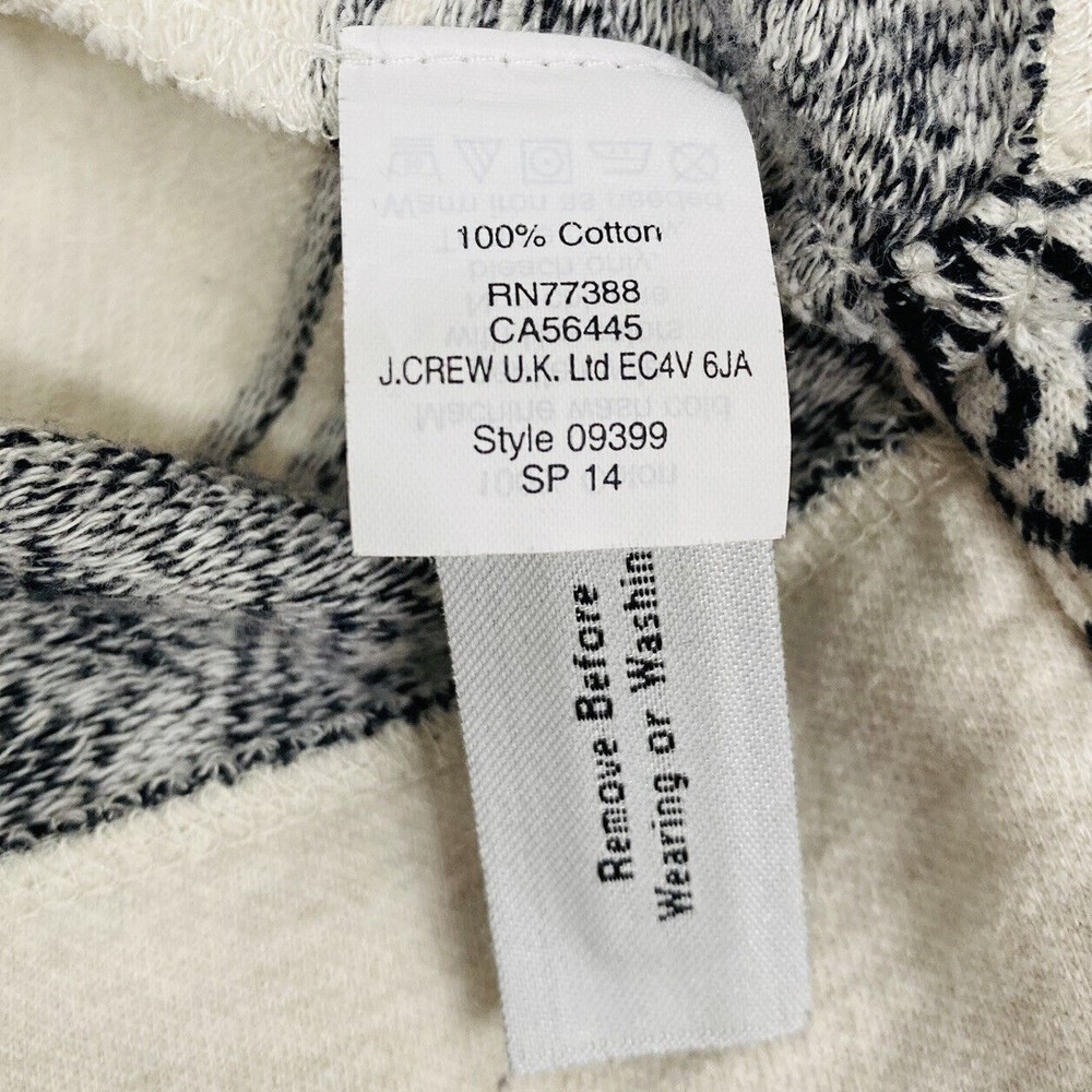 J Crew Sz Small Black Cream Graphic 3/4 Sleeve Sweatshirt - Picture 9 of 9